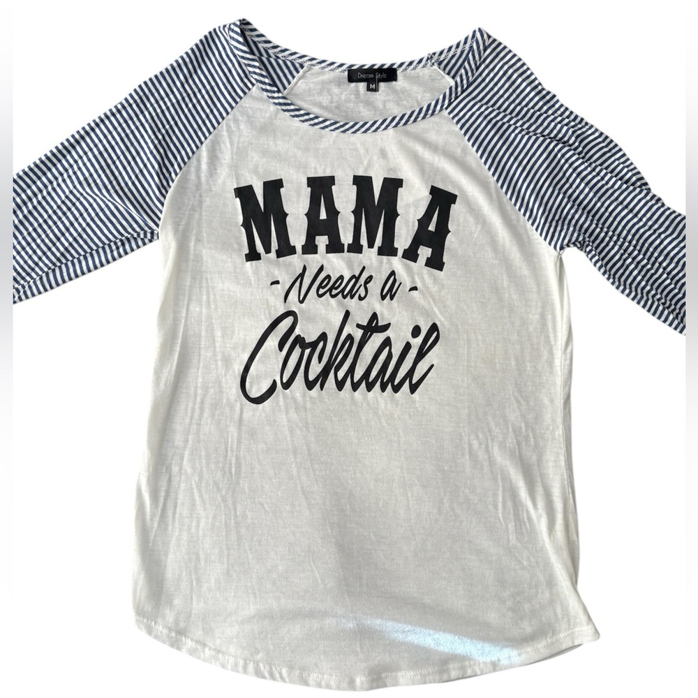 ‘Mama Needs A Cocktail’ 3/4-in. Sleeve Top l M